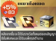เหมาทั้งหมด + 83 เพชรโบนัส (จะได้รับสัญญาซีซั่นพิเศษและแพครถตำนาน)